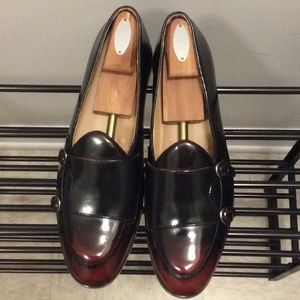 Men’s Monk Wine Red Black Loafers